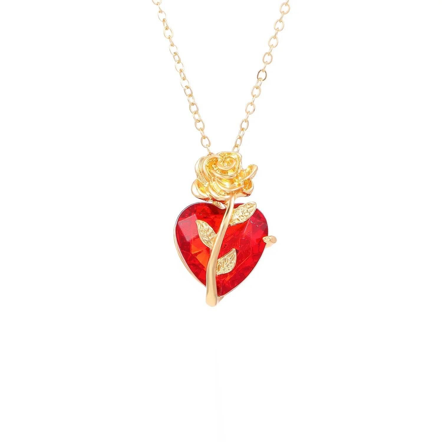 Shop Punk Rose Heart Necklace – Perfect Gift Today! - ZA-Zola