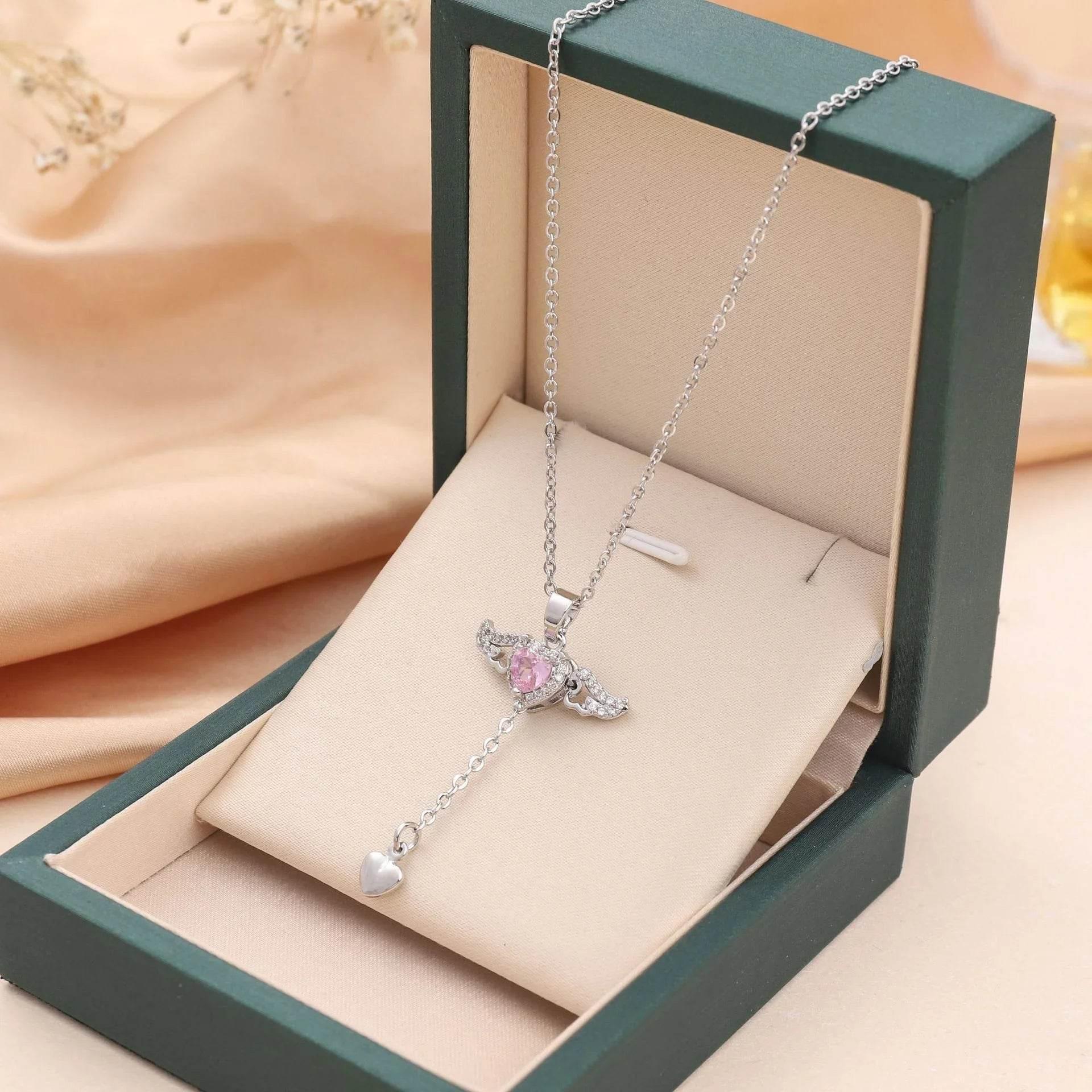 Cupid Heart Angel Wings Necklace – Love Jewelry Gift | ZA-Zola UK - ZA-Zola
