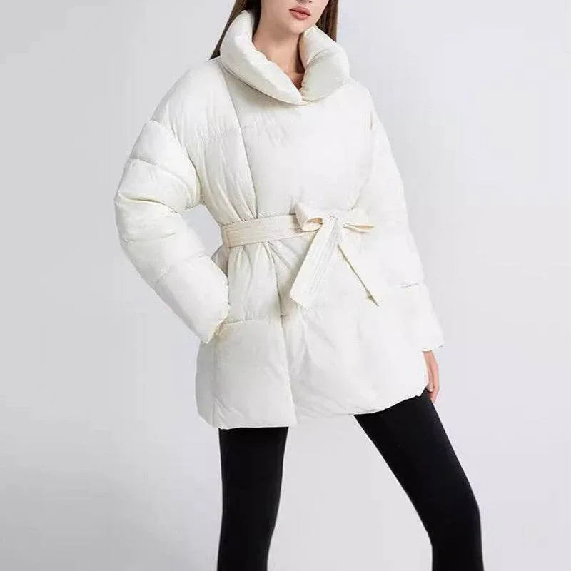 Winter Plaid Lapel Coat for Women | Lace-up Thick Warm Jacket - ZA-Zola