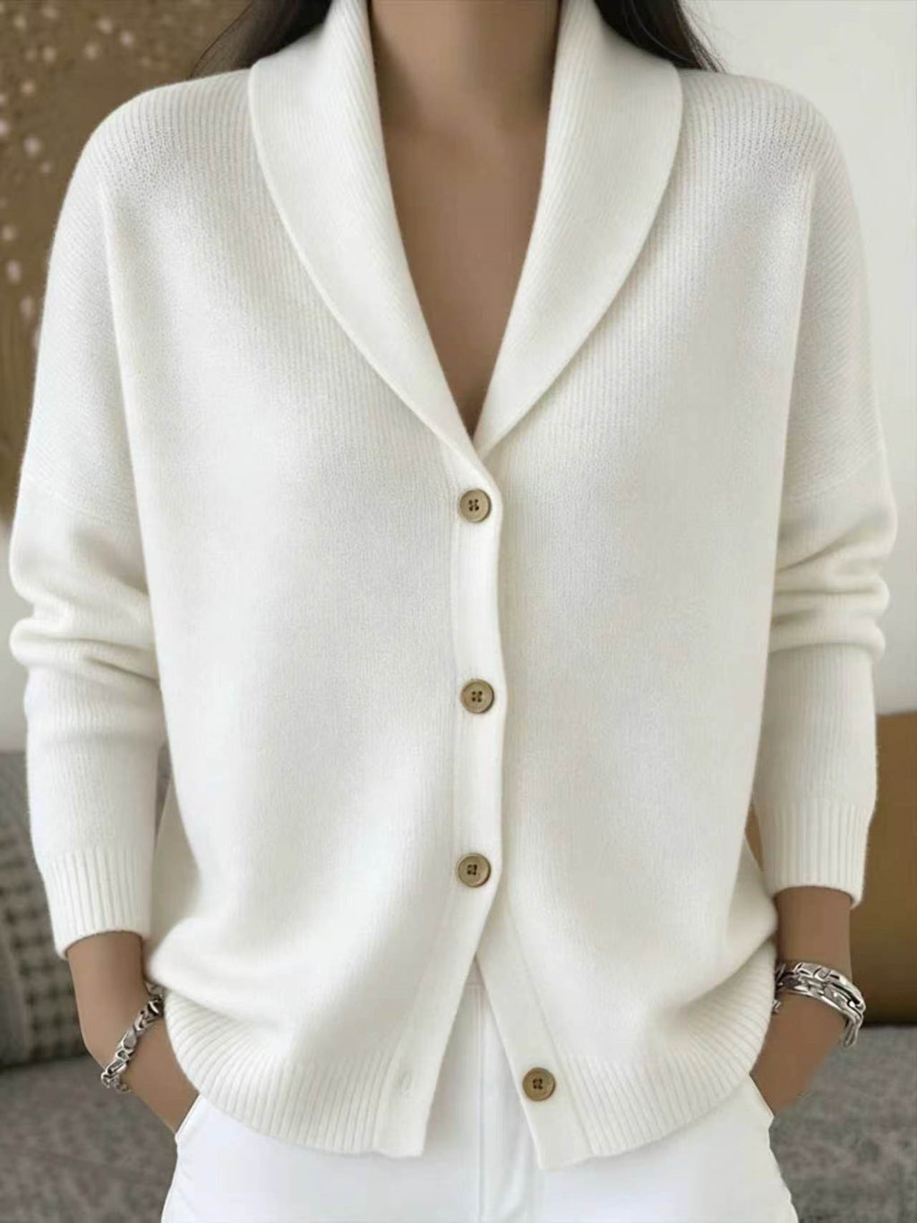 Womens Knitted Cardigan Sweater | Soft Open Lapel