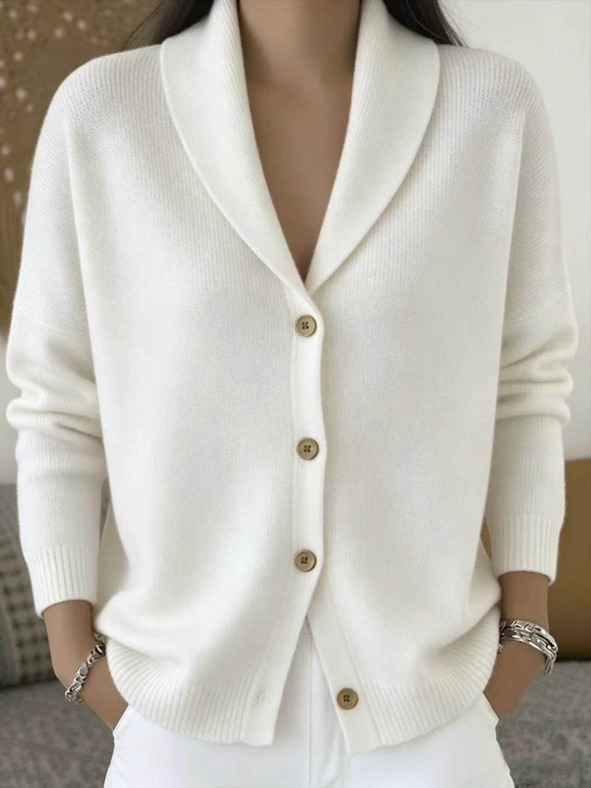 Womens Knitted Cardigan Sweater | Soft Open Lapel