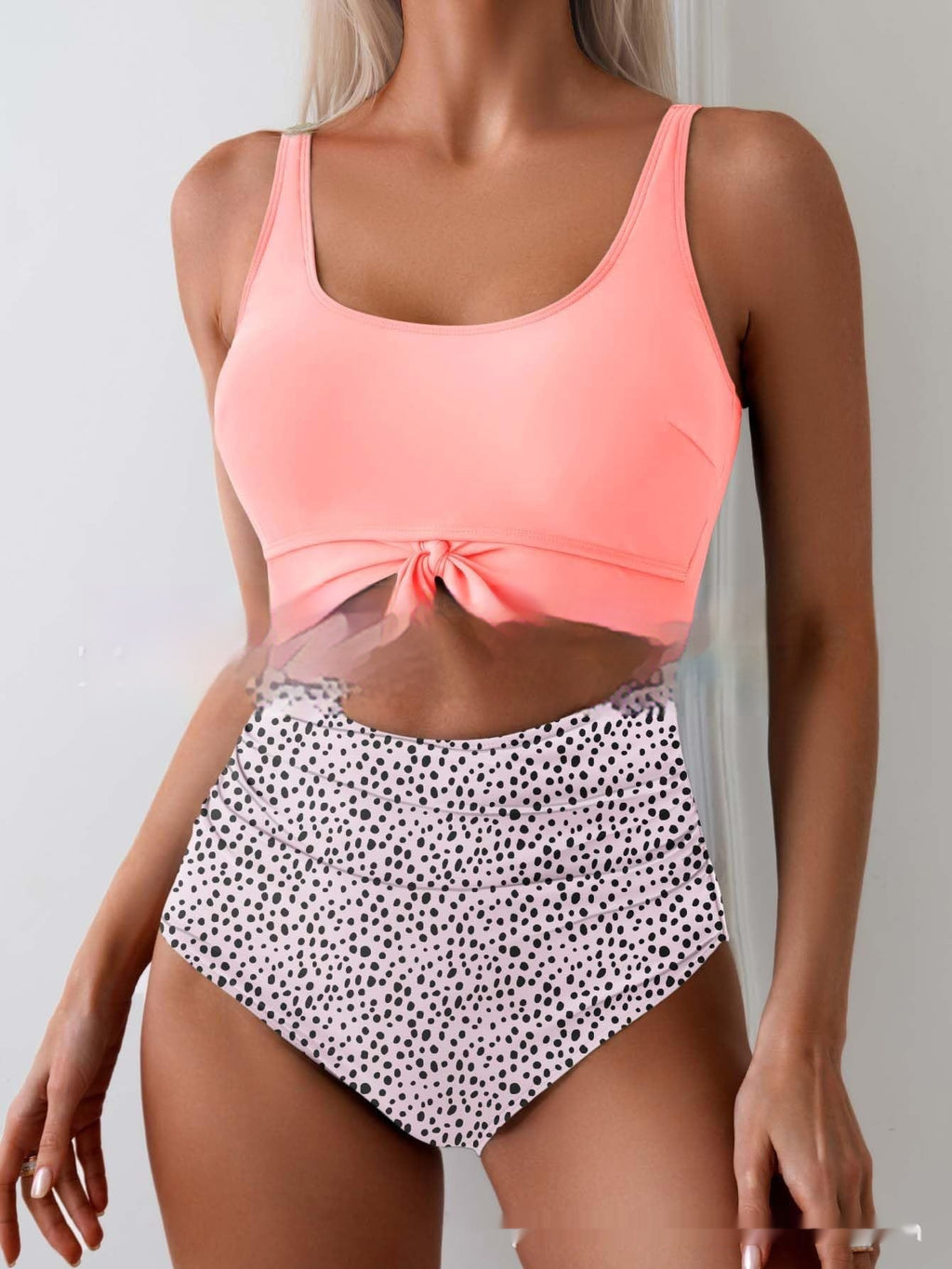 Women Contrast Color Tummy Control One Piece Swimsuit