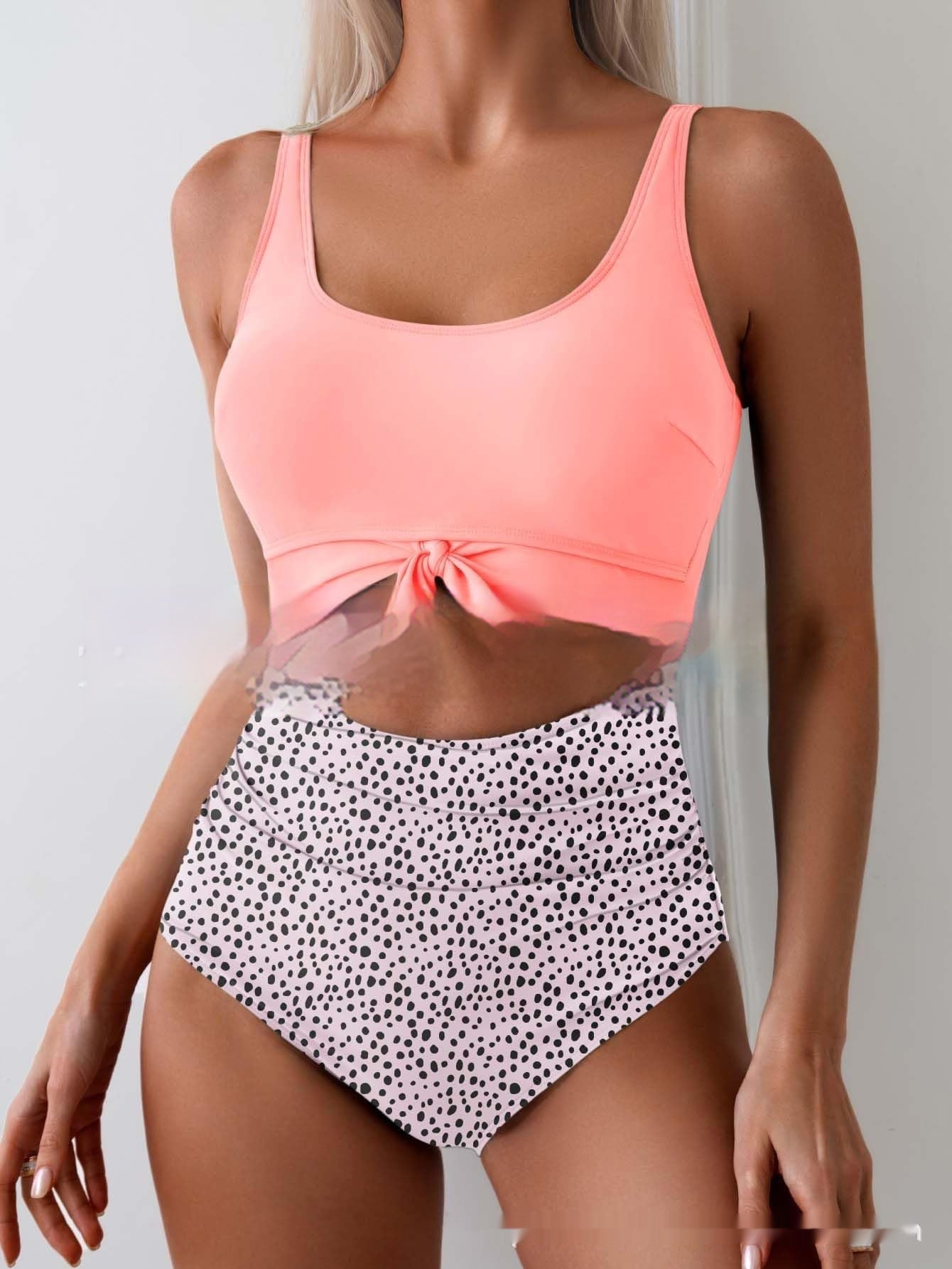 Women Contrast Color Tummy Control One Piece Swimsuit