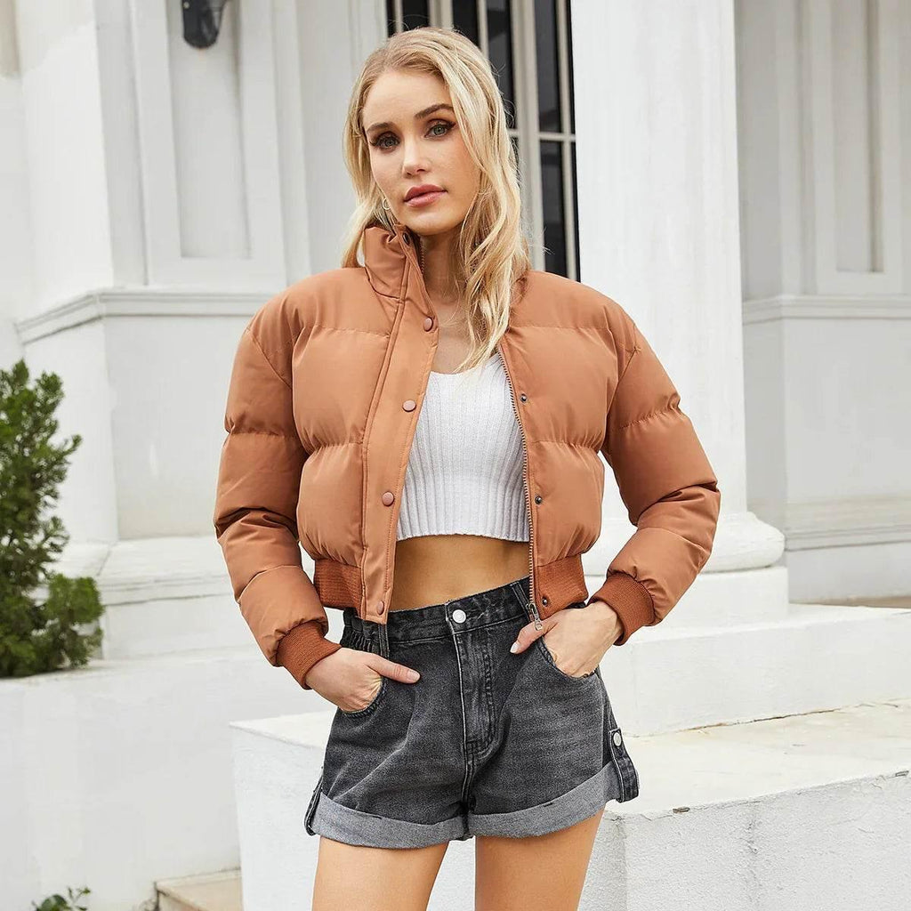 Shop Women’s Short High Collar Warm Coat – Stylish Winter - ZA-Zola