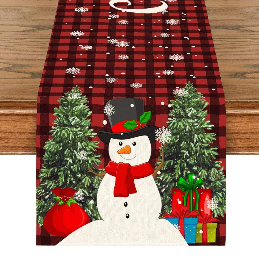 Snowman Table Mat – Linen Printed Christmas Table Runner Décor - ZA-Zola