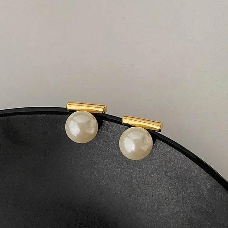 Elegant Pearl Stud Earrings | Real Gold Plated - ZA-Zola