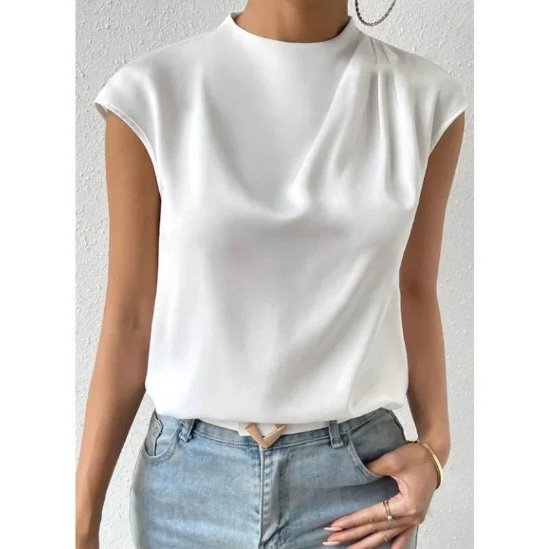 Satin Sleeveless Summer Top – Chic Loose Fit Blouse - ZA-Zola