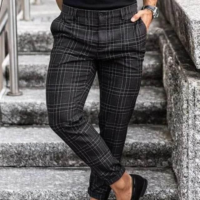 Plaid Print Men's Casual Trousers - Loose & Comfortable - ZA-Zola