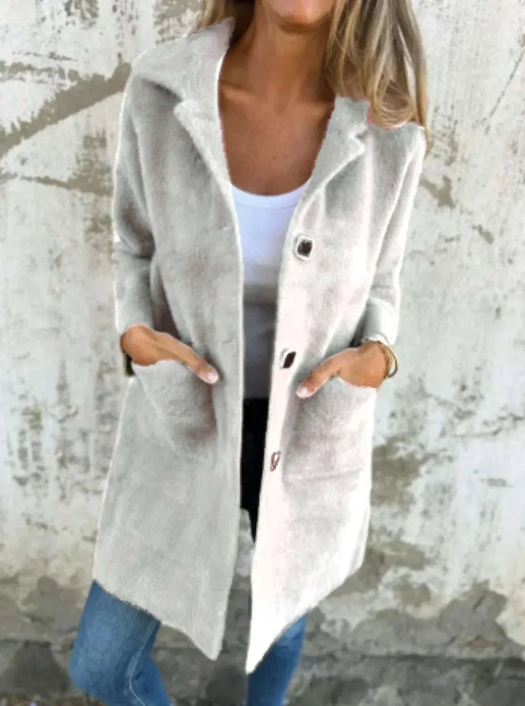 Women Mid Length Coat – Polo Collar Winter Style - ZA-Zola