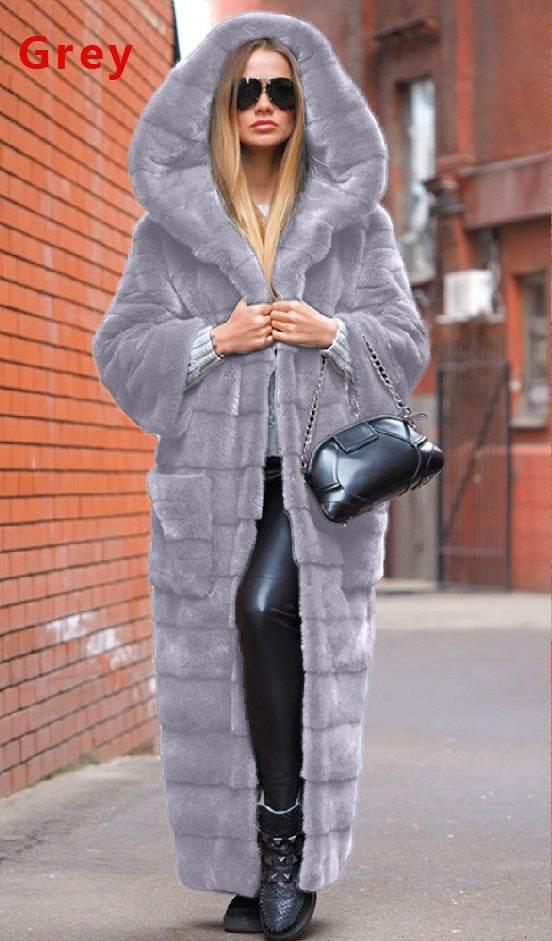 Long Plush Women's Coat – Thickened Faux Fur Winter Jacket - ZA-Zola