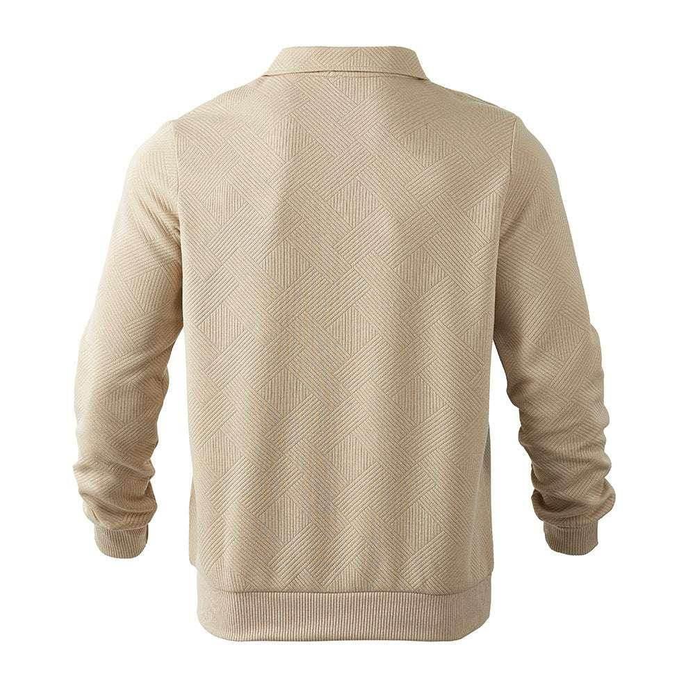 Lapel Jacquard Half-Zipper Sweatshirt - Stylish Men's Tops - ZA-Zola