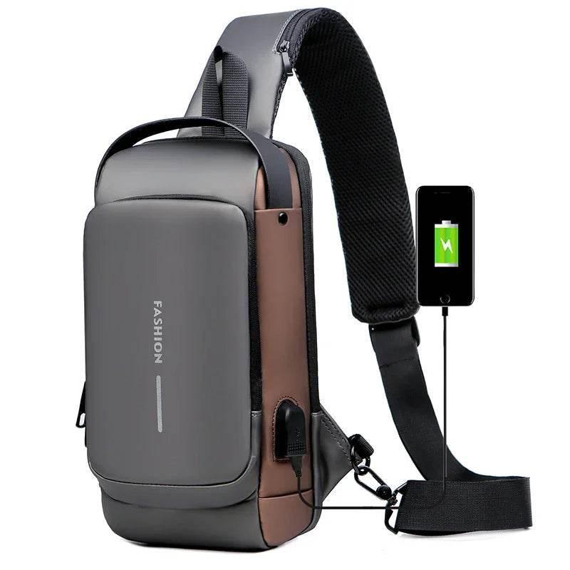 Motorcycle Chest Bag – Anti-Theft PU Leather Messenger with Password Lock - ZA-Zola
