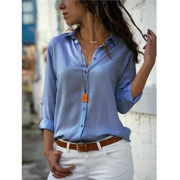 Long Sleeve Cotton Lapel Button Shirt - ZA-Zola