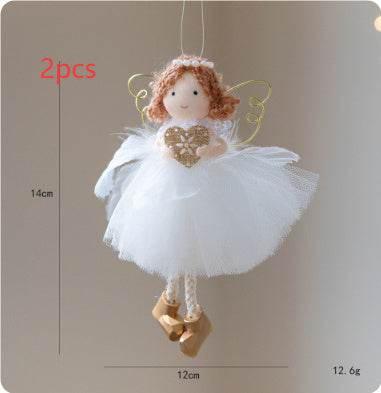 Christmas Angel Girl Pendant White Tulle Skirt & Golden Wings - ZA-Zola