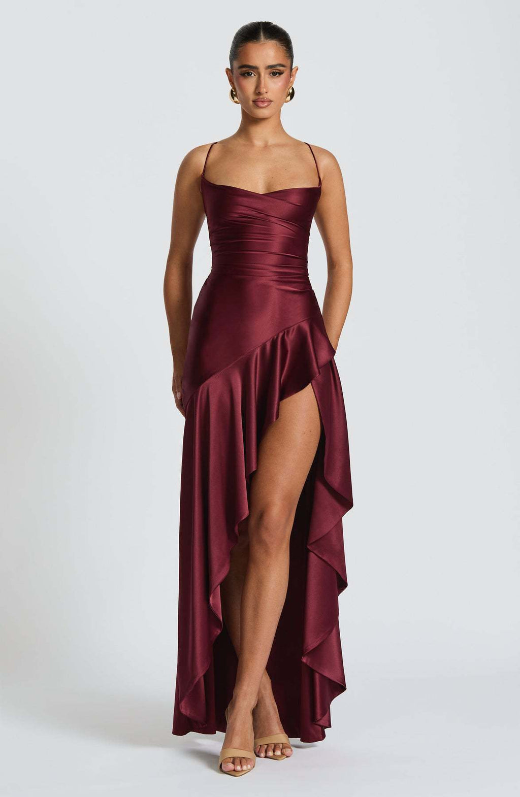 Women's Backless Ruffle Maxi Dress – Summer Party Split Dress