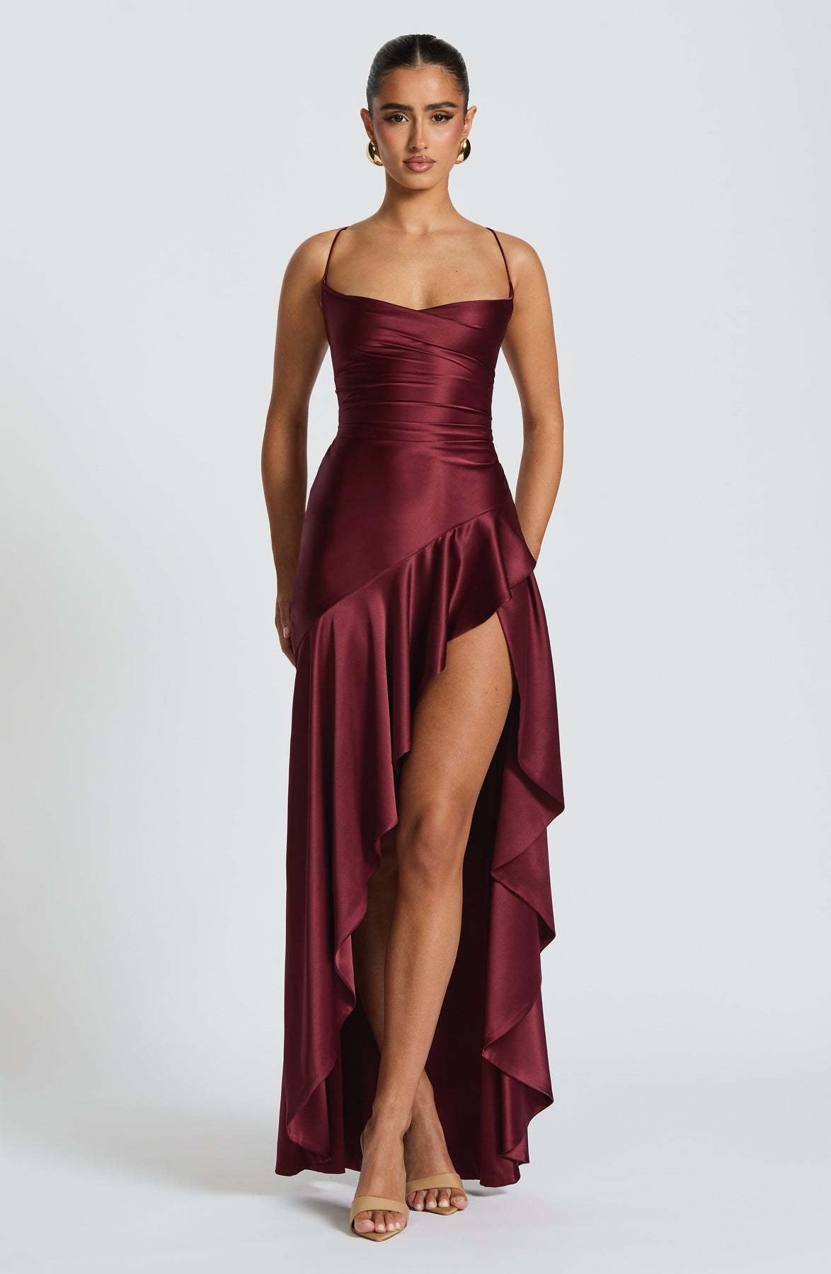 Women's Backless Ruffle Maxi Dress – Summer Party Split Dress