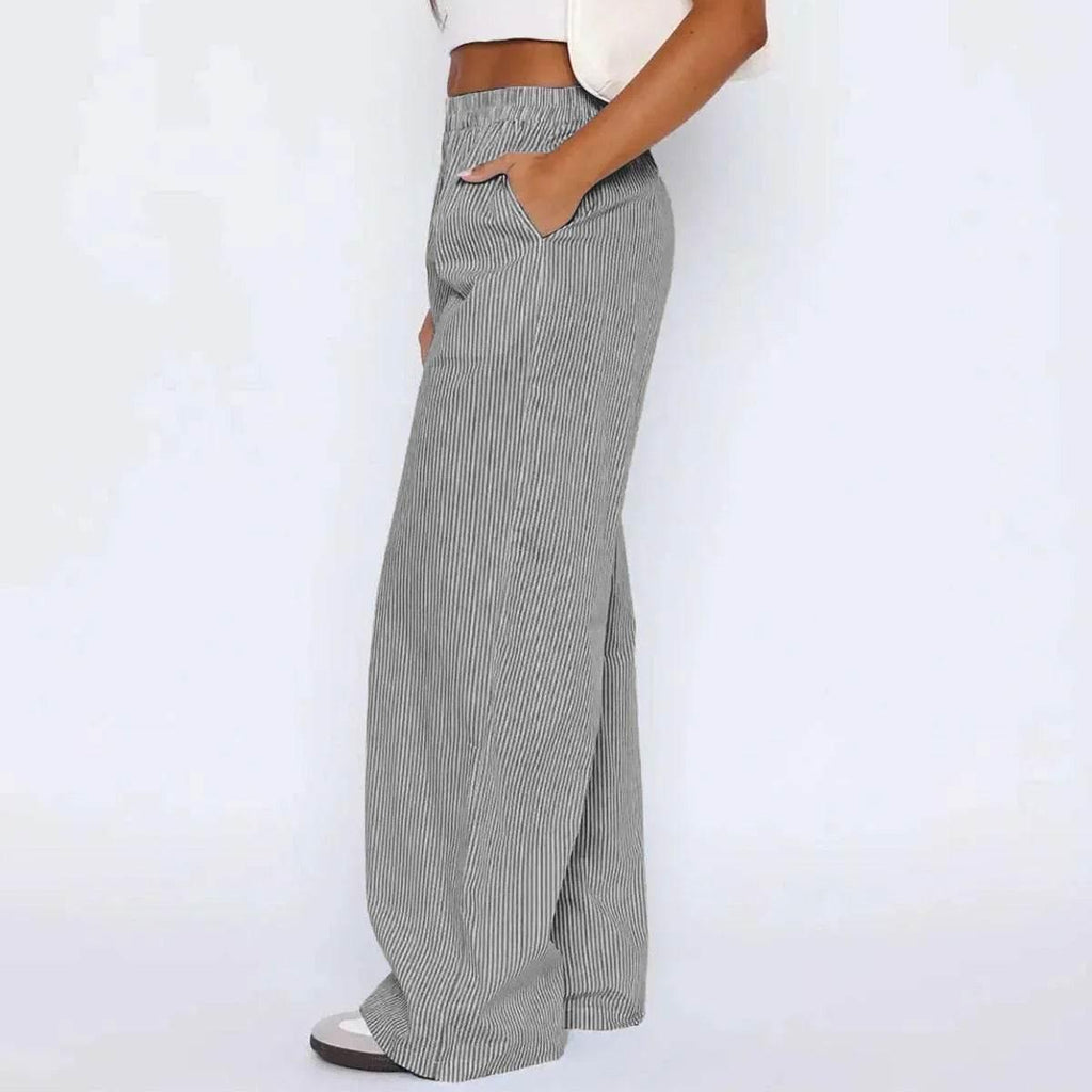 Striped Wide-Leg Pants with Pockets – Chill Fit - ZA-Zola