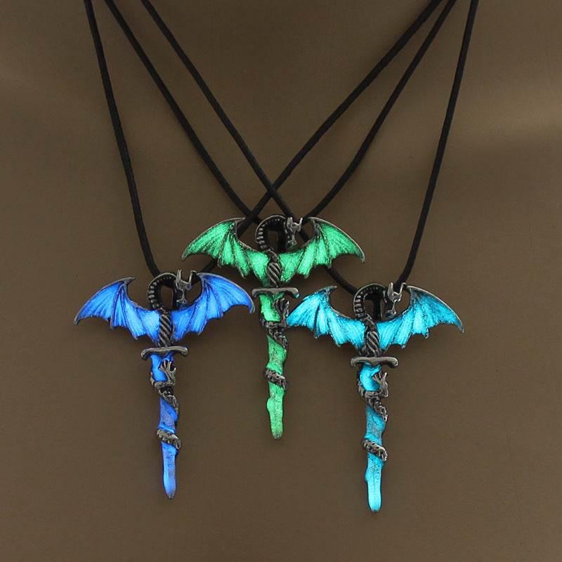 ZA-Zola Men’s Luminous Flame Dragon Necklace - ZA-Zola