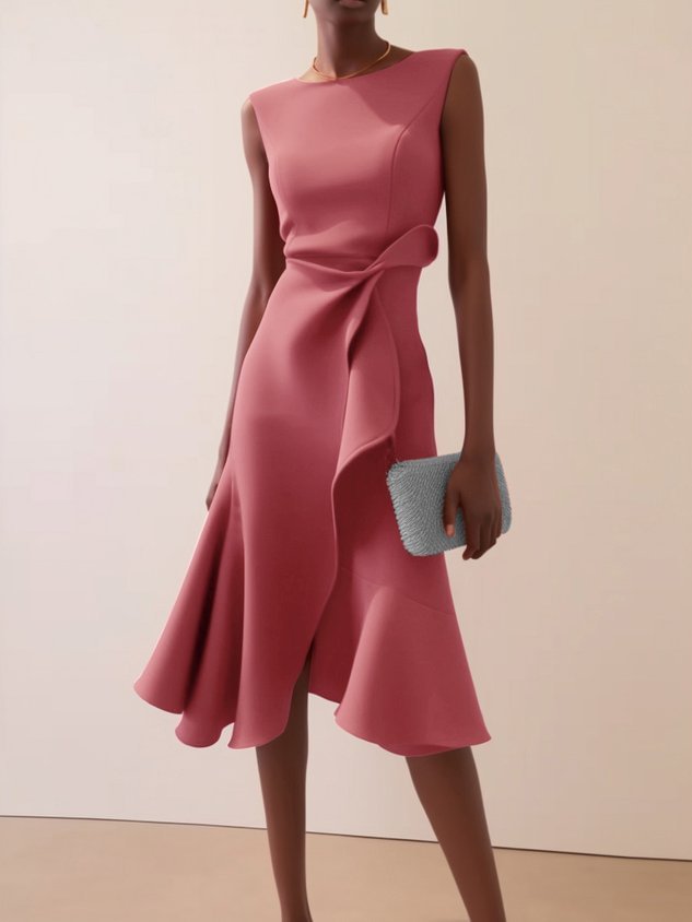 Women’s Sleeveless Round Neck Temperament Long Dress