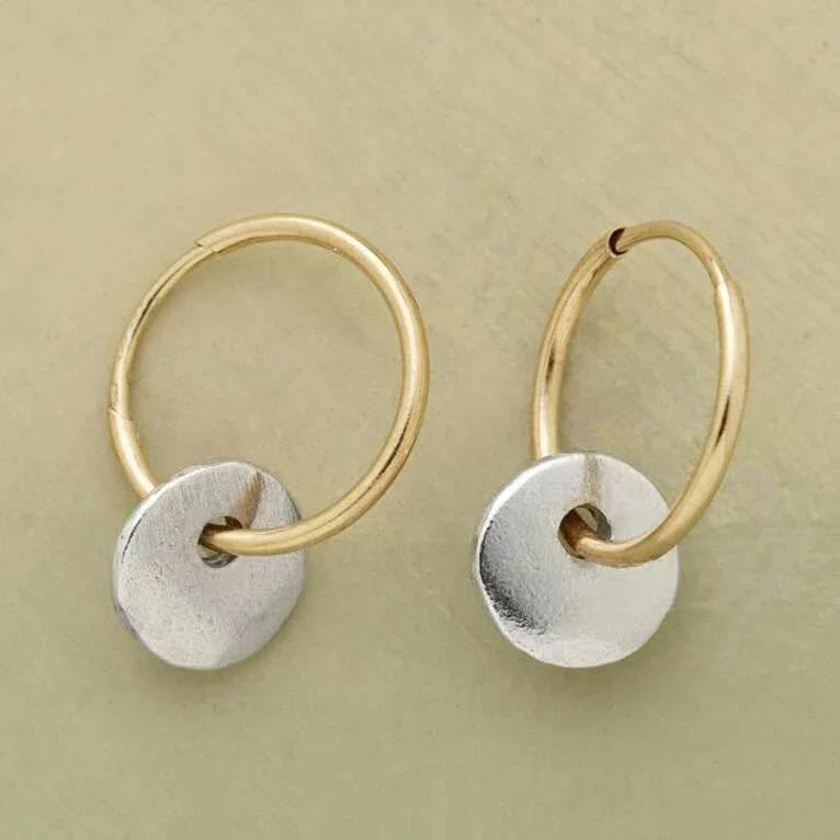 Simple Dual Color Circle Electroplated Earrings - ZA-Zola