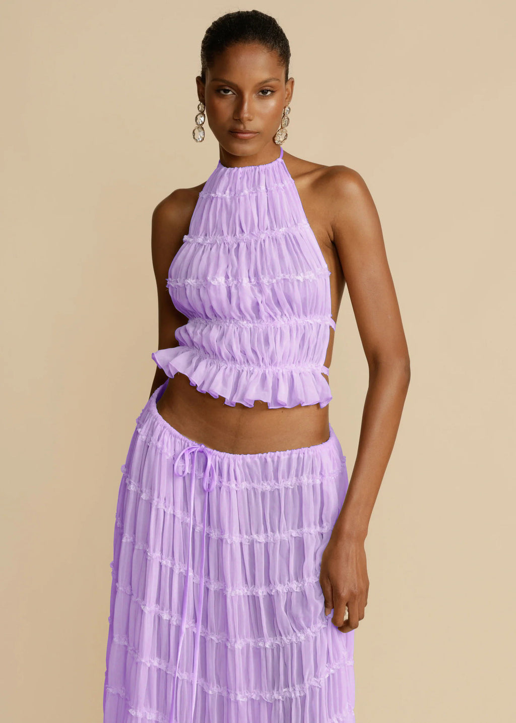 Women 2 Piece Beach Outfit Halter Top Skirt Set | ZA-Zola