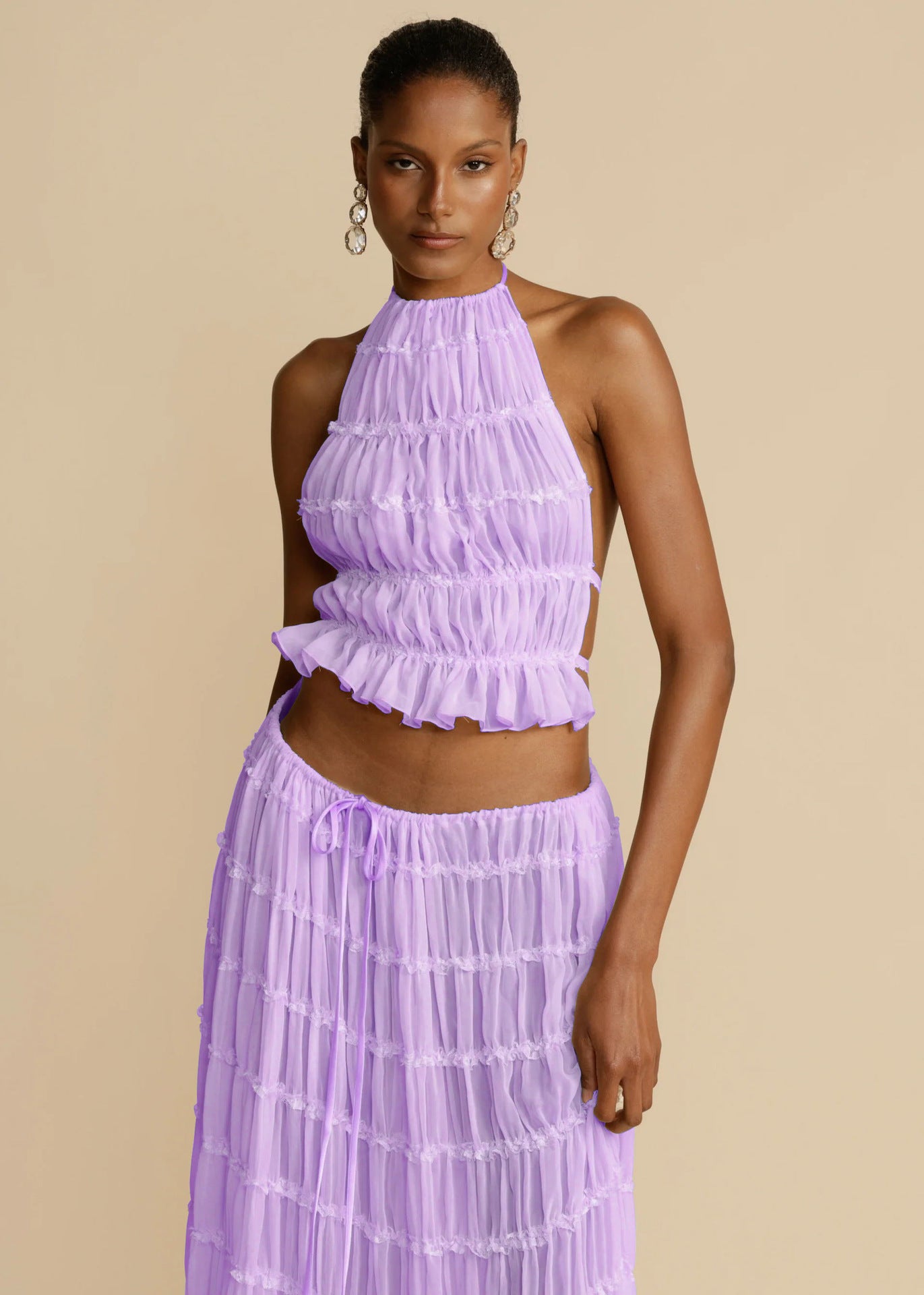 Women 2 Piece Beach Outfit Halter Top Skirt Set | ZA-Zola