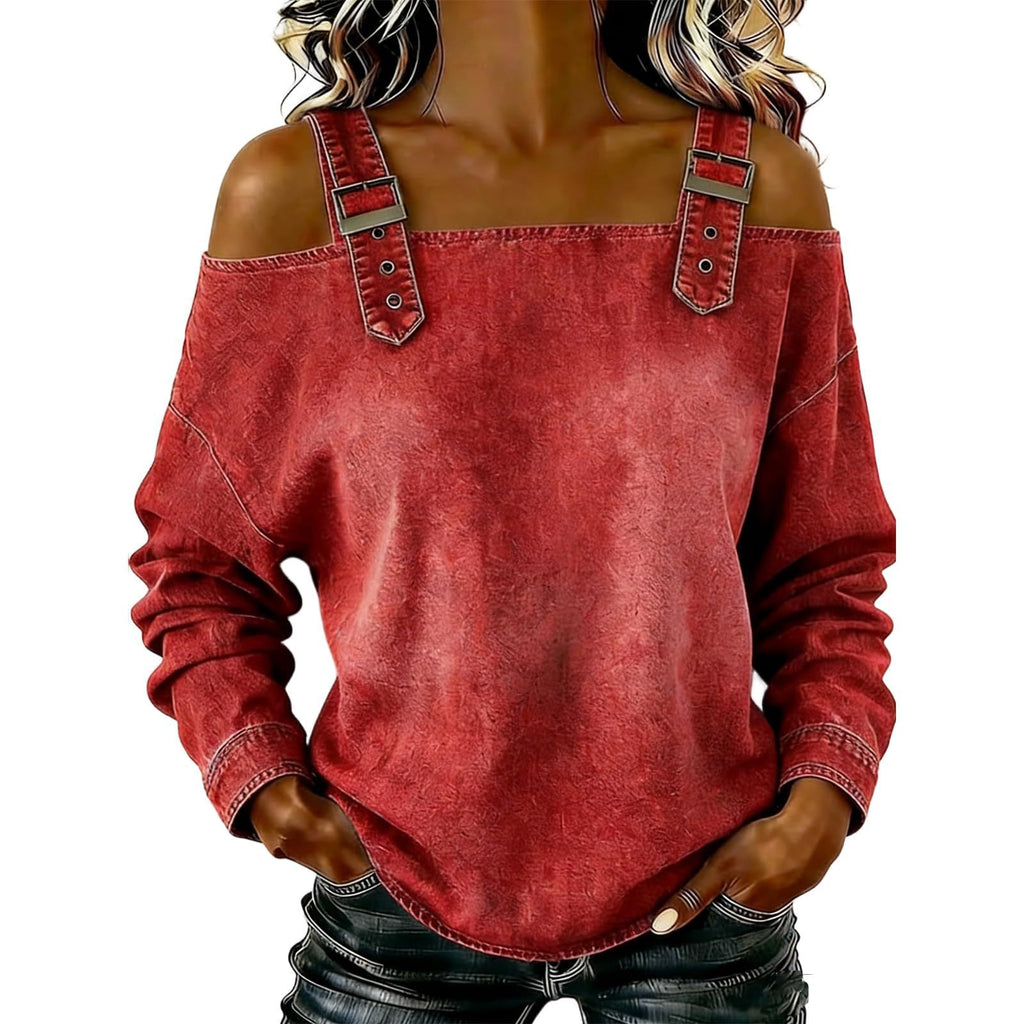 Halter Neck Off Shoulder Top | Women's Long Sleeve