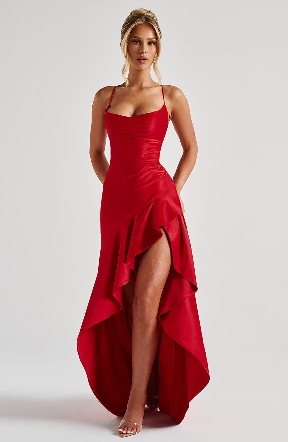 Women's Backless Ruffle Maxi Dress – Summer Party Split Dress