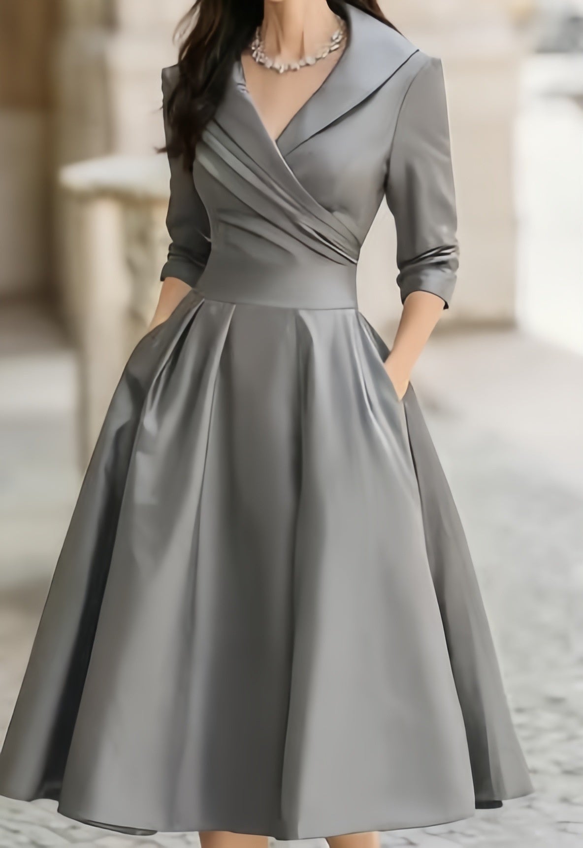 Elegant High Waist Long Sleeve Formal Maxi Dress for Women