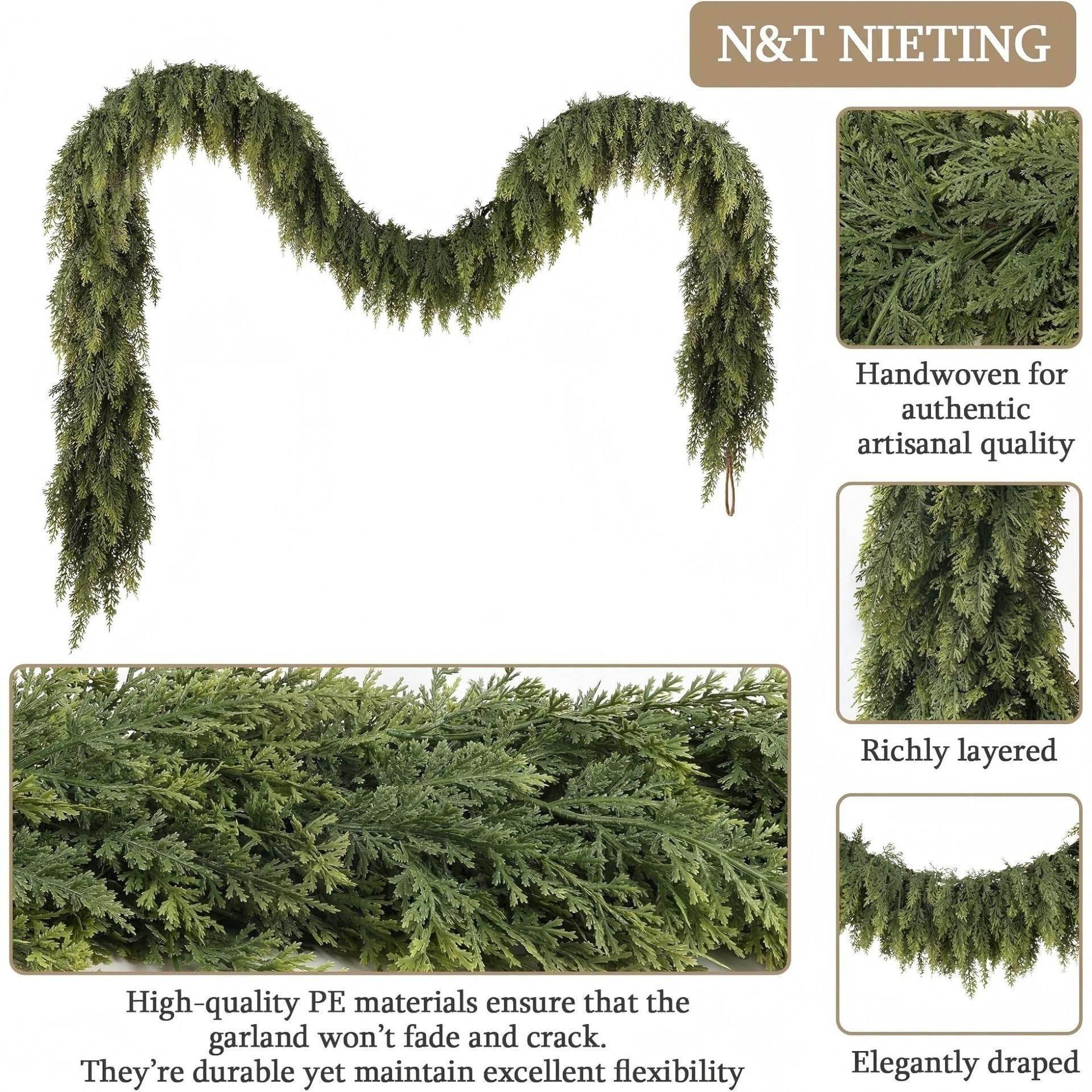 Christmas Pine Needle Garland | Soft Rubber Norfolk Pine Rattan - ZA-Zola