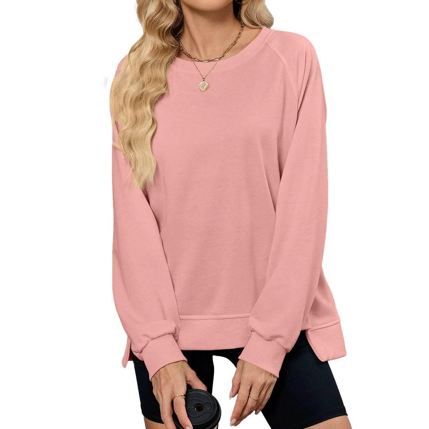 Women’s Loose Round Neck Sweatshirt Pullover - ZA-Zola
