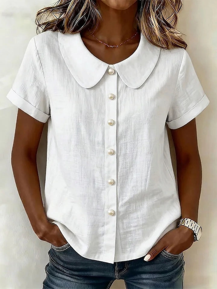 Solid Loose Cotton Linen Shirt | Women Casual