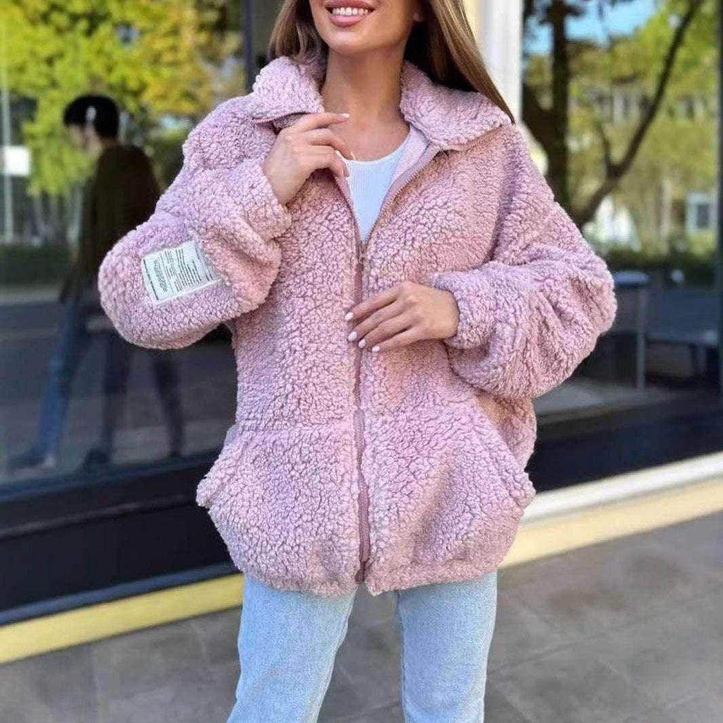Buy Winter Zipper Jacket - Cozy Lapel Coat with Pockets - ZA-Zola
