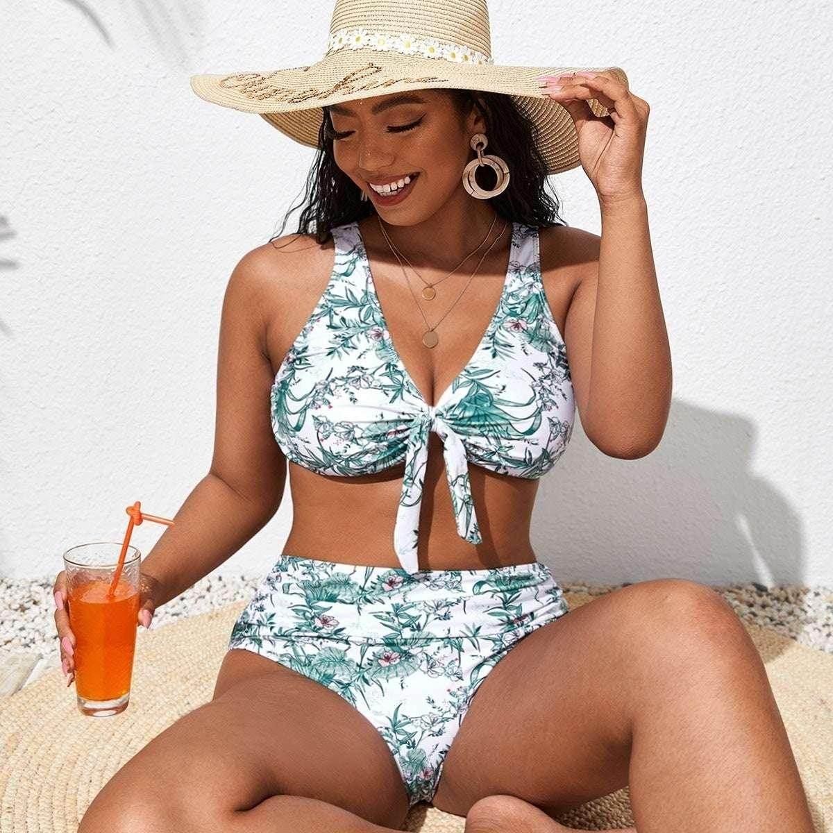 Long Sleeve Plus Size Bikini Set - ZA-Zola