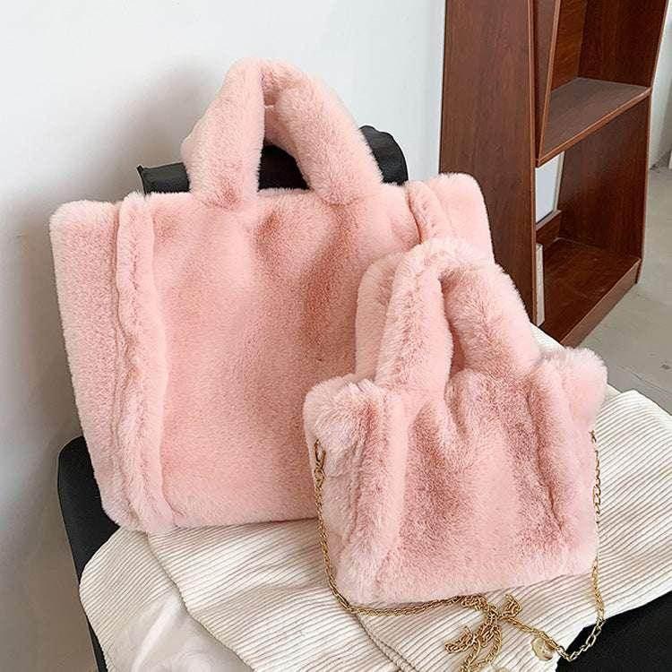 Winter Chain Plush Handbag | Trendy Tote Bag for Women - ZA-Zola