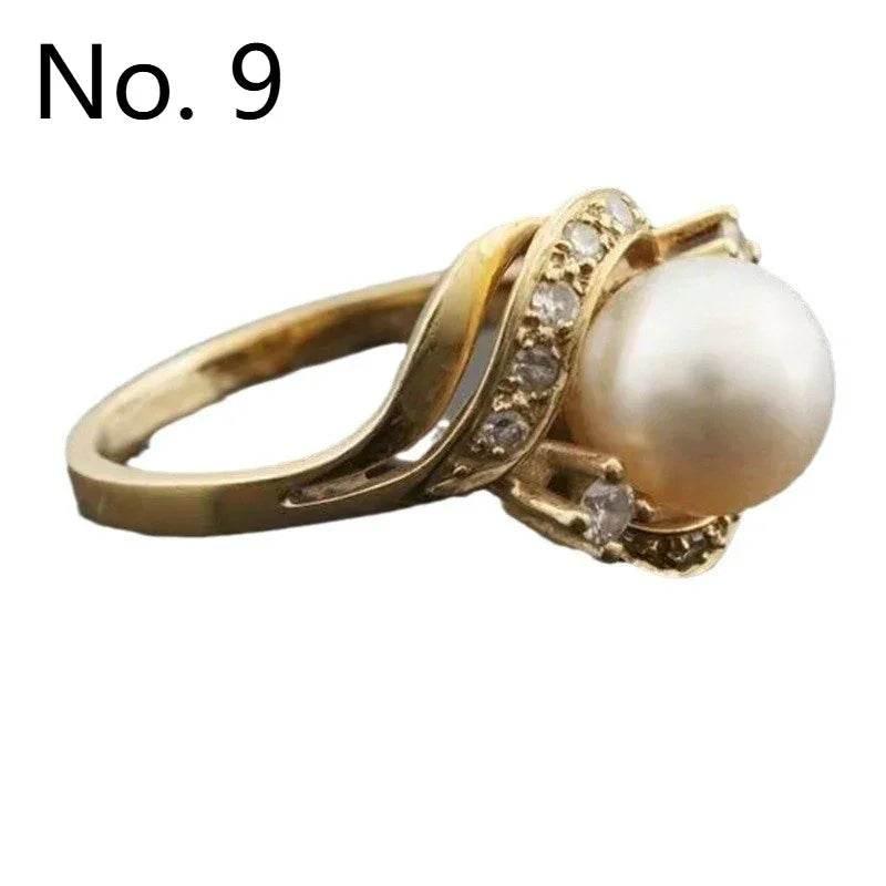 Vintage Gold Zircon Pearl Ring for Men & Women - ZA-Zola
