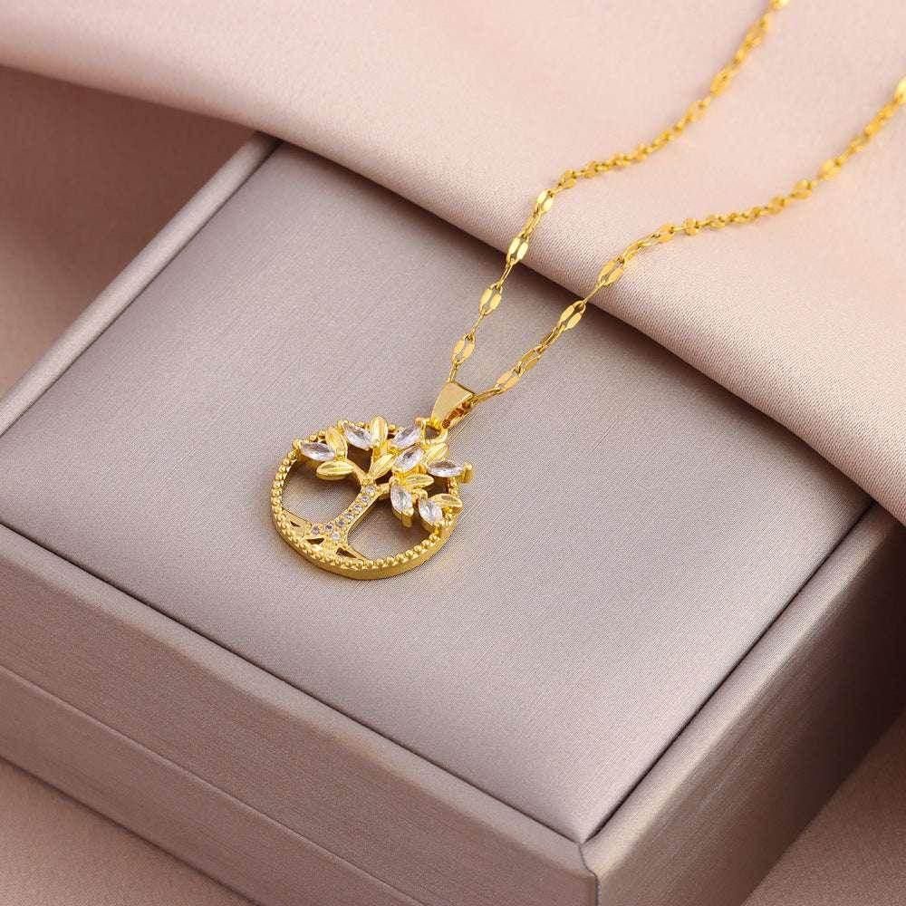Retro Tree of Life Zircon Pendant Necklace - ZA-Zola