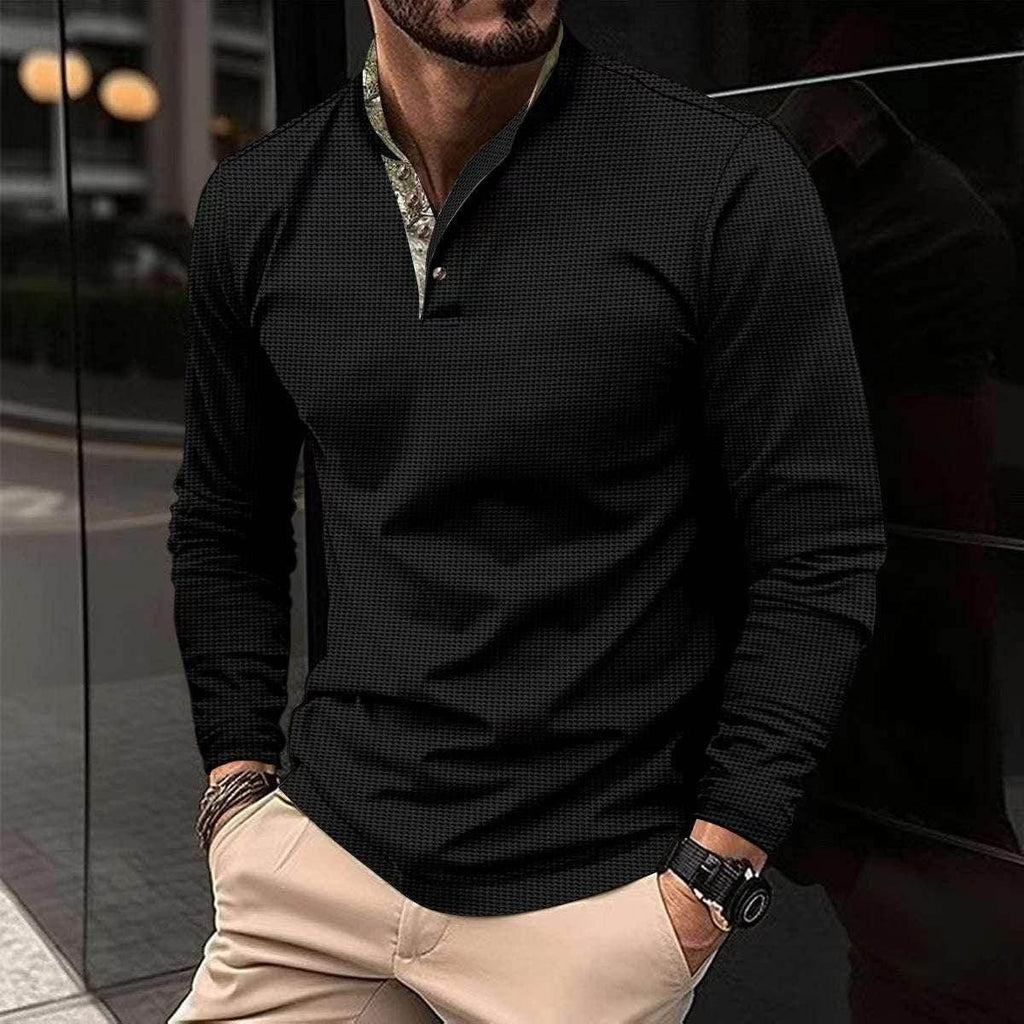 Men's Double Layer Lapel Polo Shirt - Fashion Waffle - ZA-Zola