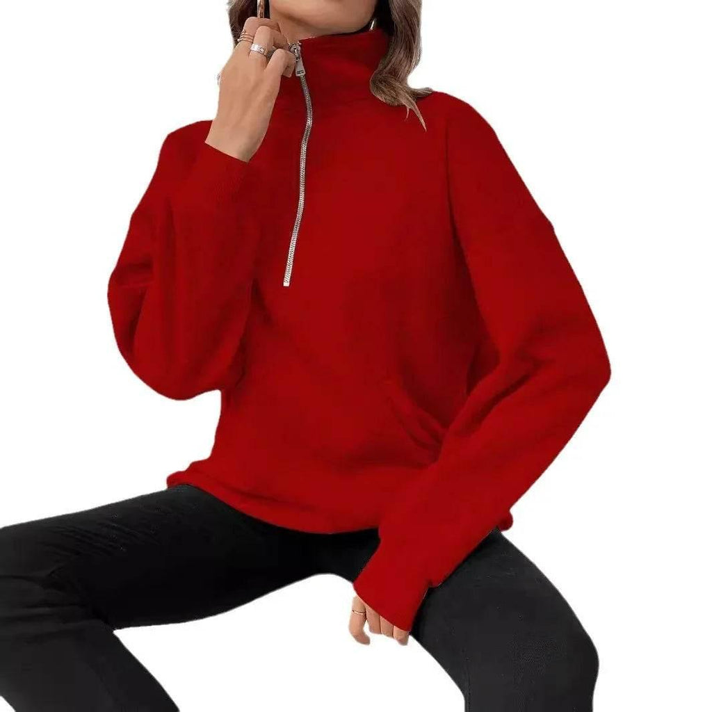Polo Collar Pullover Hoodie for Women – Casual Chic - ZA-Zola