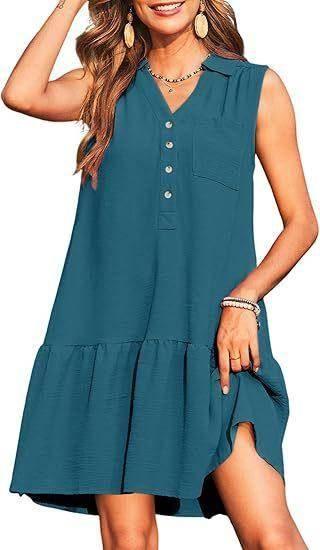 Chic V-Neck Buttoned Sleeveless Dress – Casual & Stylish - ZA-Zola