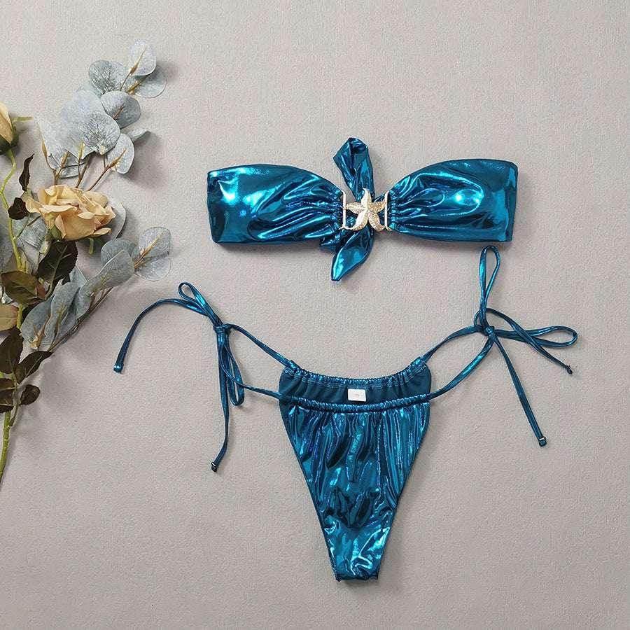 Sapphire Blue Glossy Starfish Bikini - Sexy & Quick-Dry - ZA-Zola
