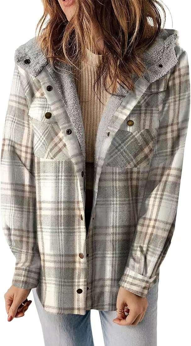 Plaid Hooded Woolen Coat | Thick Fleece Warm Jacket - ZA-Zola