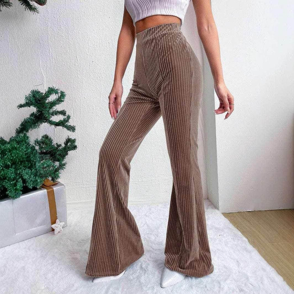 High Waist Corduroy Bell-Bottom Pants - ZA-Zola