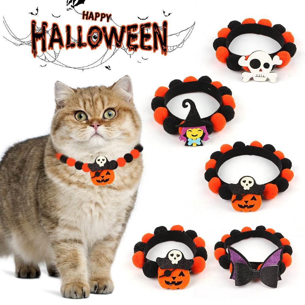 ZA-Zola Halloween Pet Pumpkin Fur Ball Collar - ZA-Zola