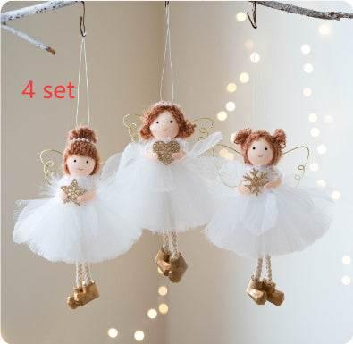 Christmas Angel Girl Pendant White Tulle Skirt & Golden Wings - ZA-Zola