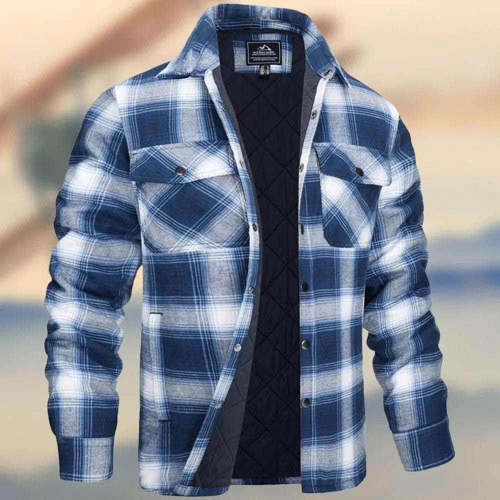 Long Sleeve Lapel Checks Shirt Men's Jacket – Winter Warm - ZA-Zola
