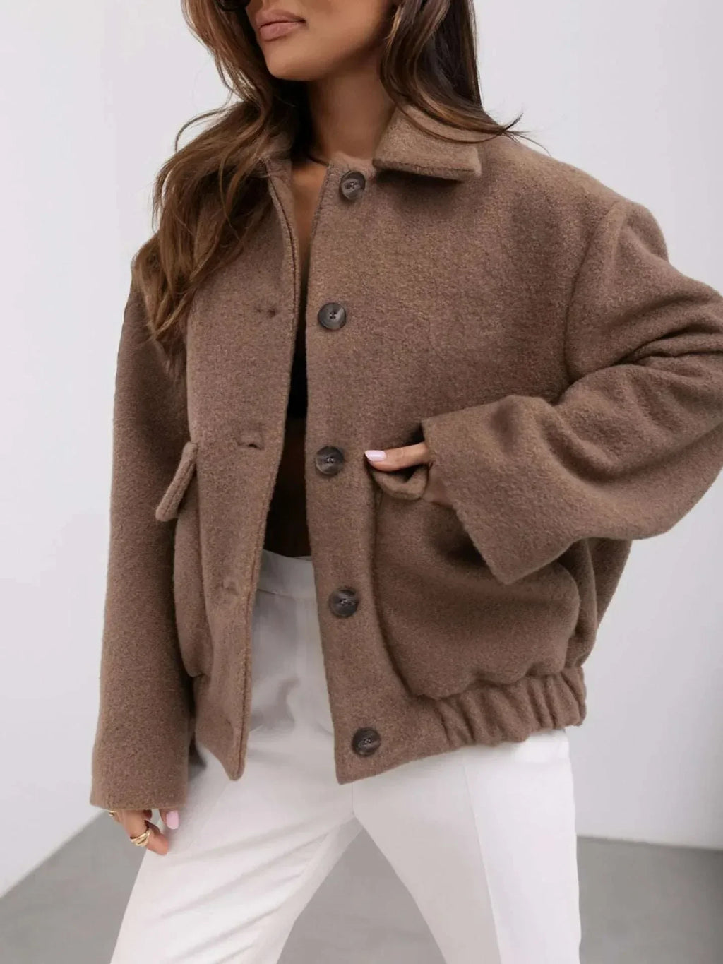 Women Woolen Jacket – Casual Button Winter Style - ZA-Zola