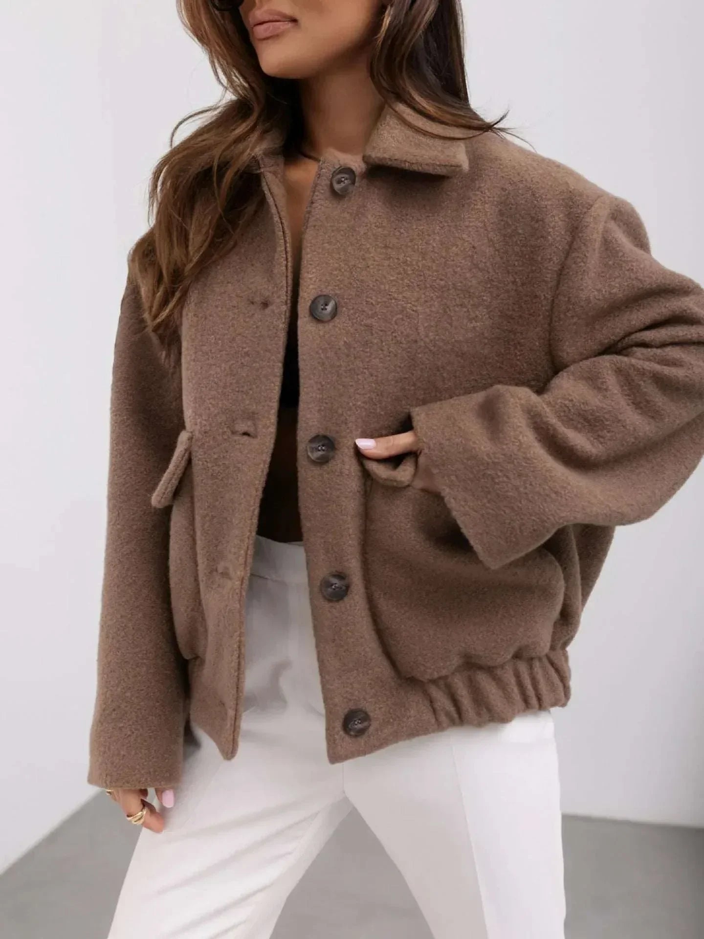 Women Woolen Jacket – Casual Button Winter Style - ZA-Zola