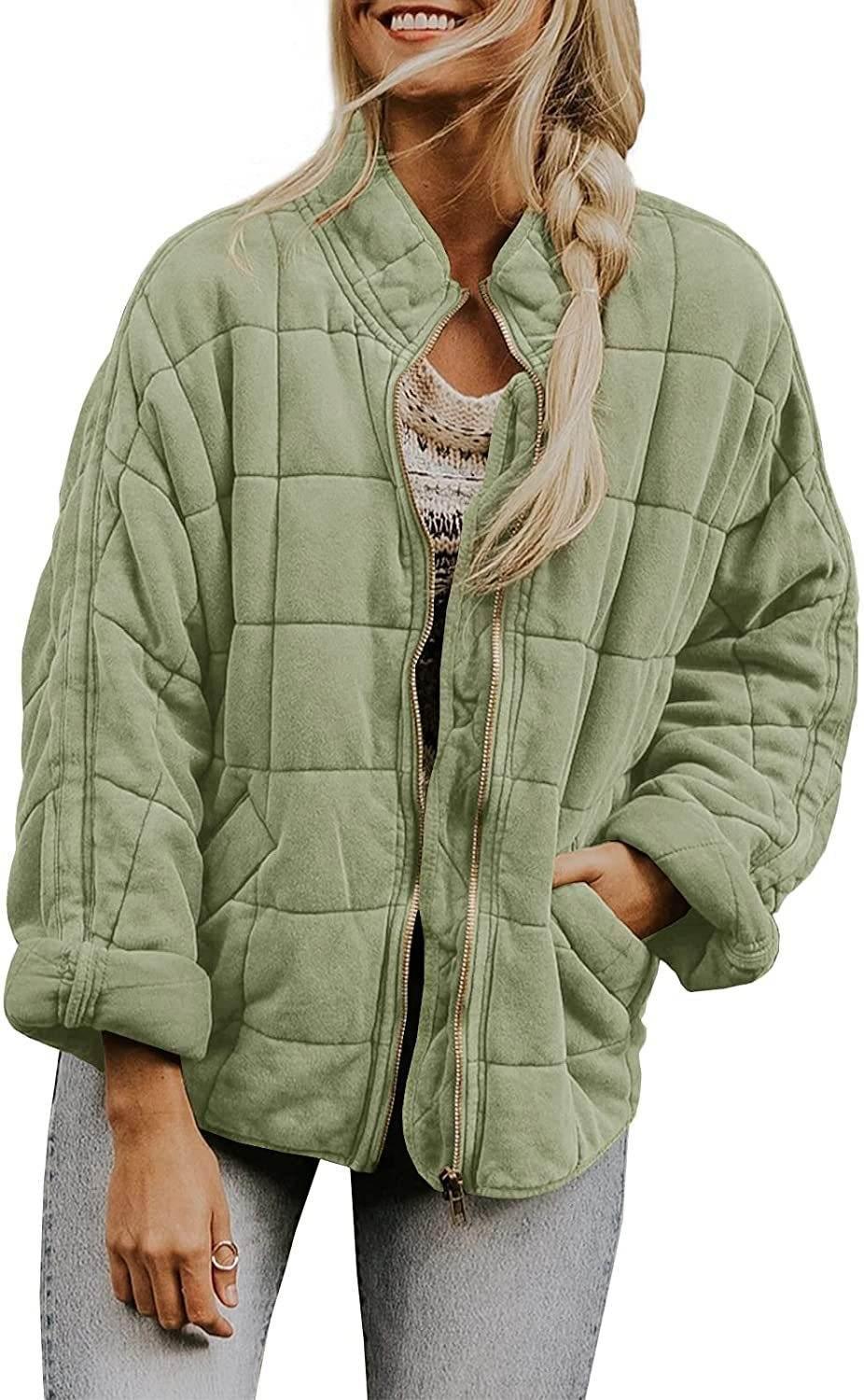Winter Zip-up Stand Collar Coat for Women | Stylish Plaid Jacket - ZA-Zola
