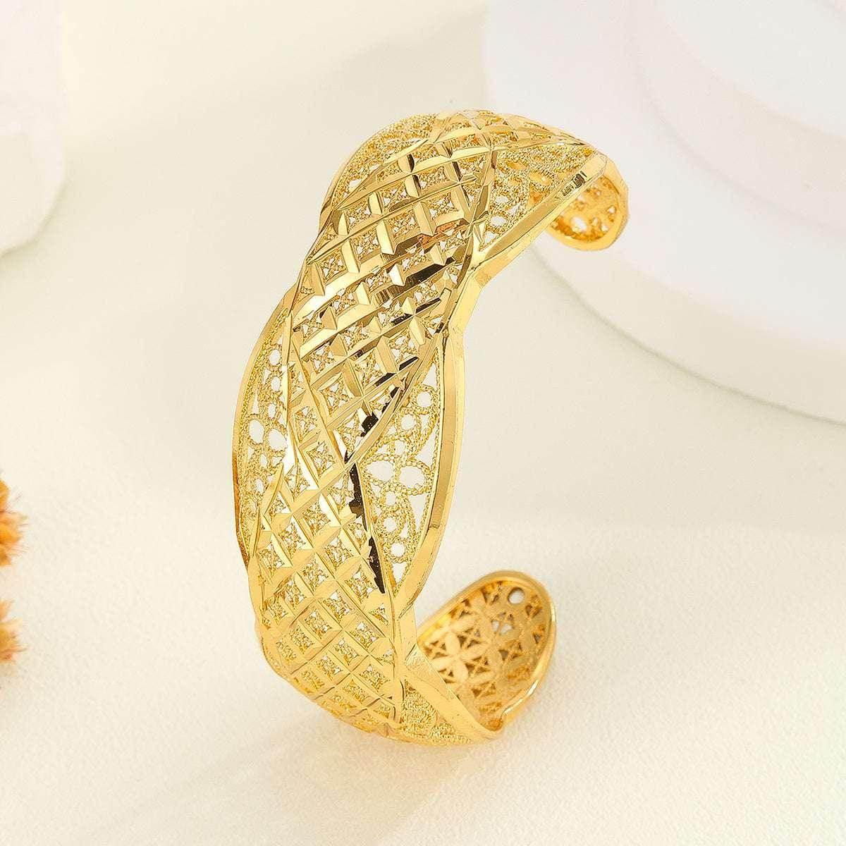 18K Gold Twisted Open Cuff Bracelet for Women - ZA-Zola